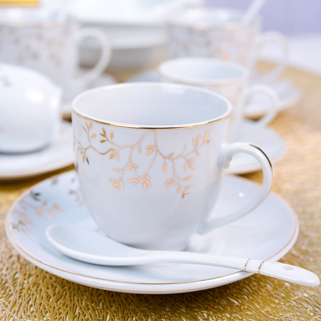 Service à Table en Porcelaine 72 Pièces Bravo Doré Motif 6