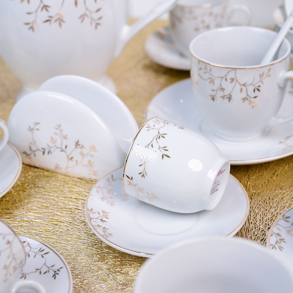 Service à Table en Porcelaine 72 Pièces Bravo Doré Motif 6