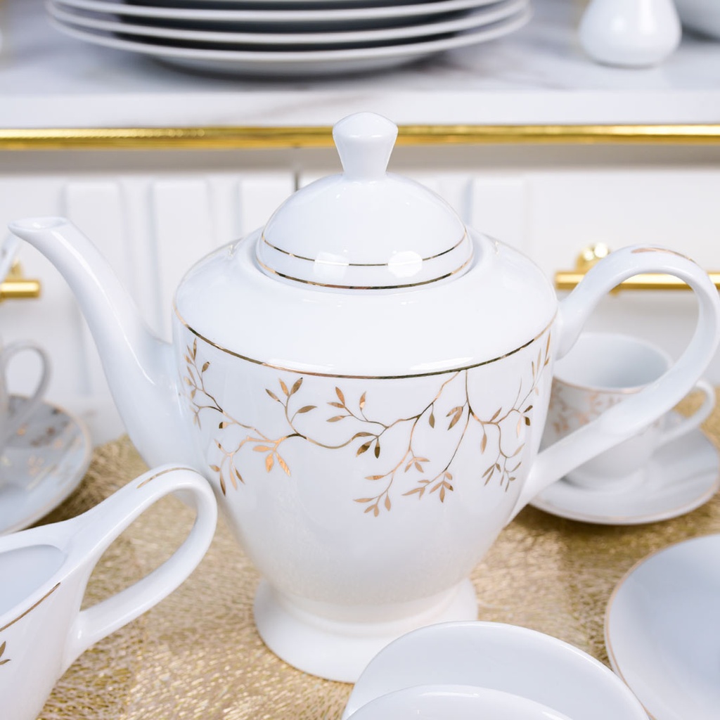 Service à Table en Porcelaine 72 Pièces Bravo Doré Motif 6