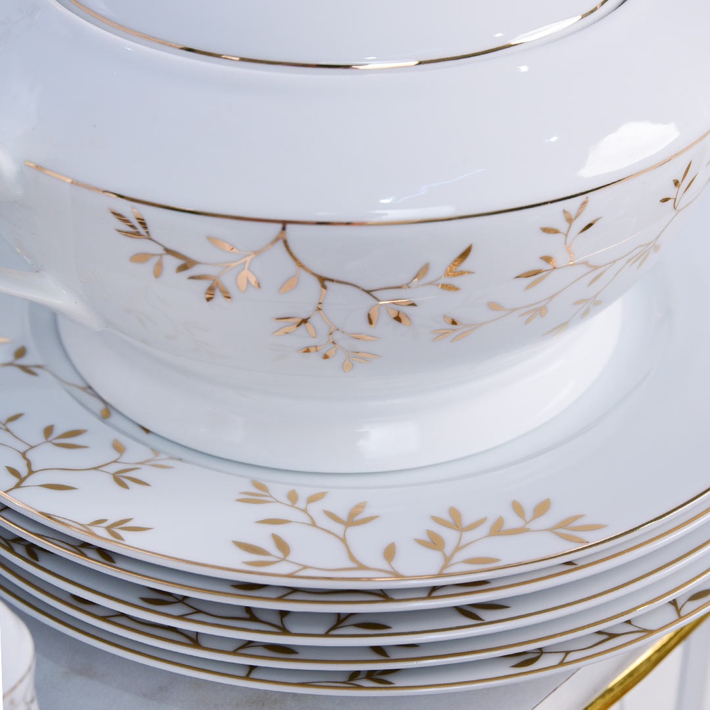 Service à Table en Porcelaine 72 Pièces Bravo Doré Motif 6