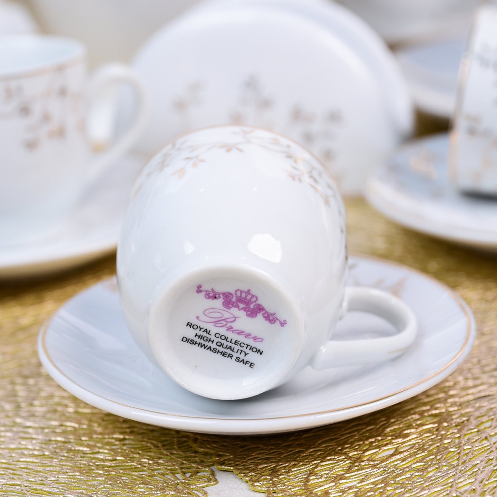 Service à Table en Porcelaine 72 Pièces Bravo Doré Motif 6