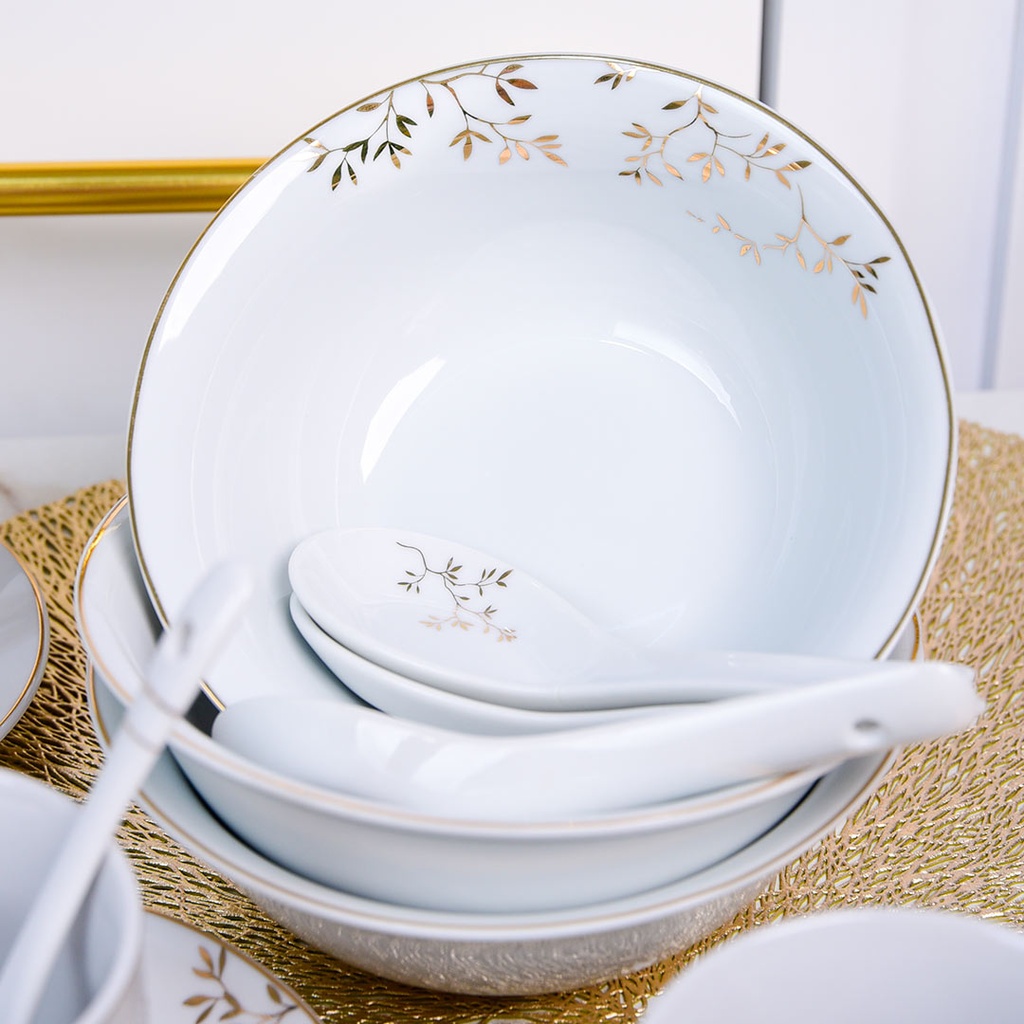 Service à Table en Porcelaine 72 Pièces Bravo Doré Motif 6