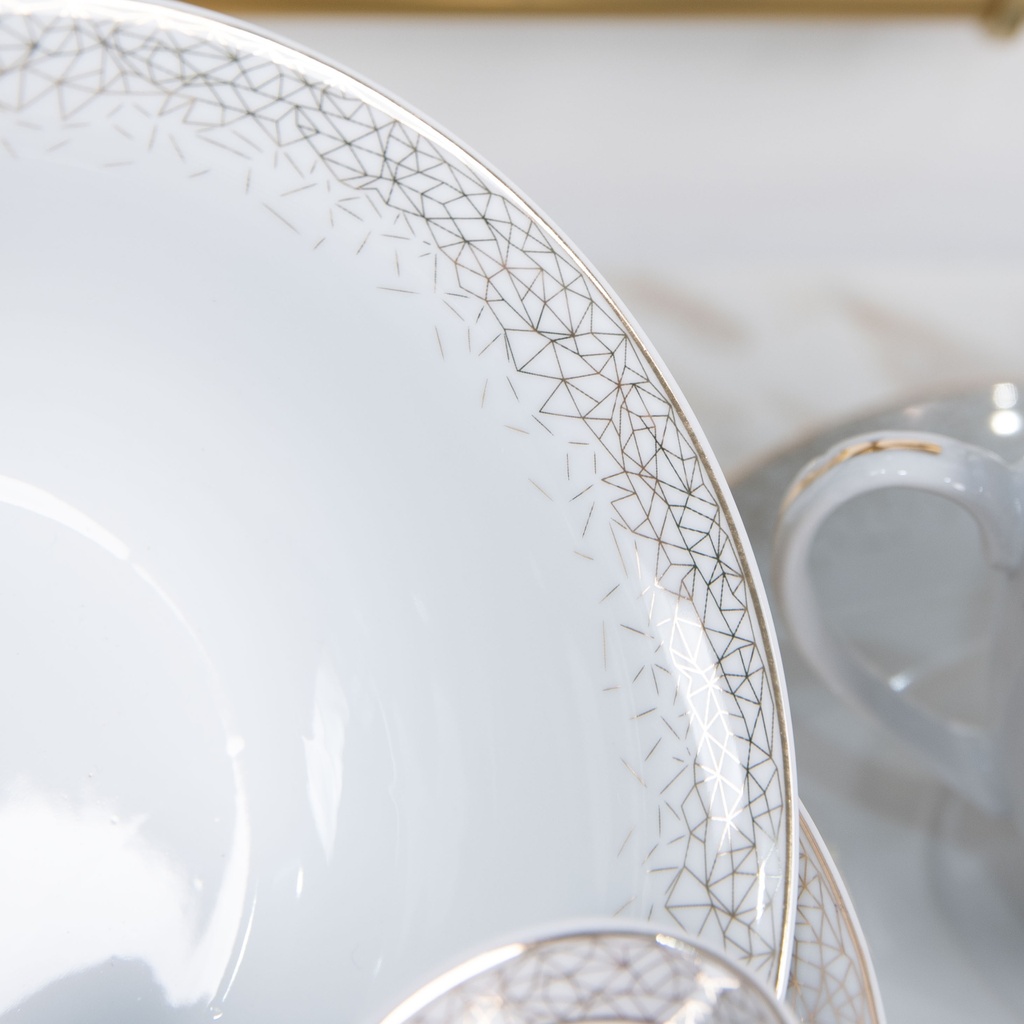 Service à Table en Porcelaine 72 Pièces Bravo Doré Motif 4