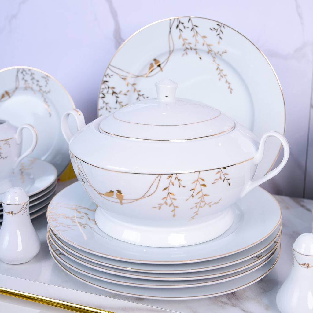 Service à Table en Porcelaine 72 Pièces Bravo Doré Motif 5