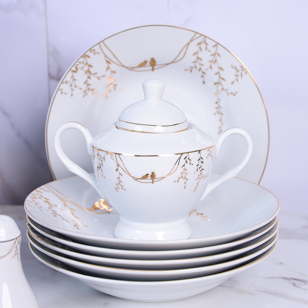 Service à Table en Porcelaine 72 Pièces Bravo Doré Motif 5