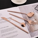 Coffret Ménagère 24 Pièces En Acier Inoxydable Cuivré