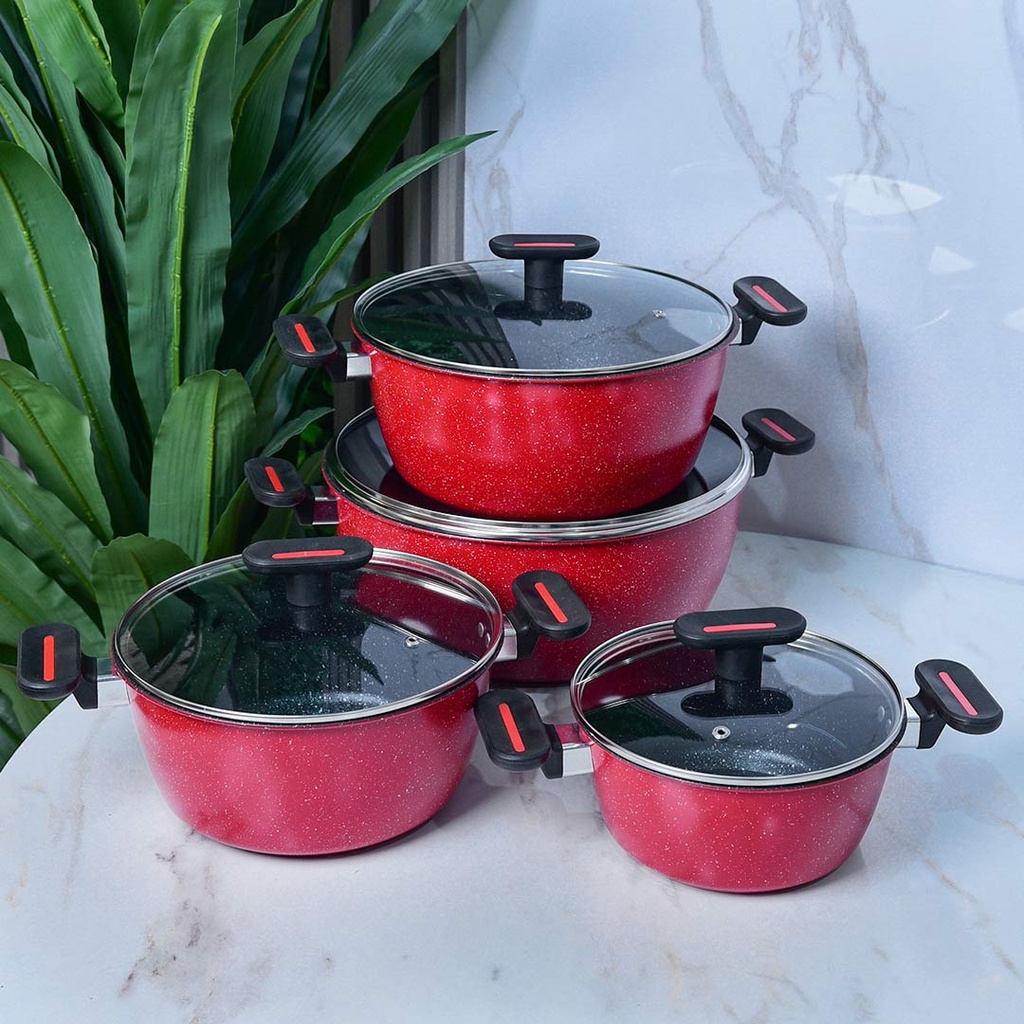 Ensemble de 4 Casseroles Hot Chef Rouge