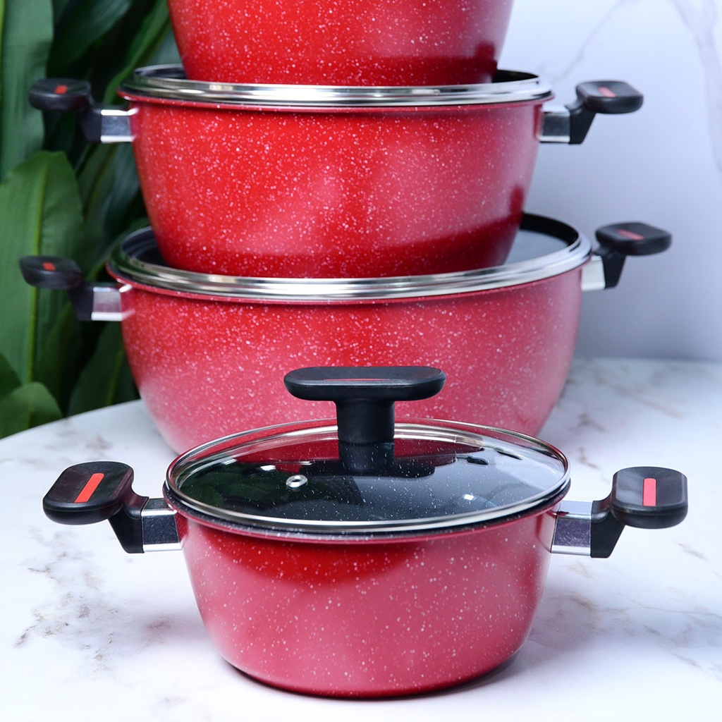 Ensemble de 4 Casseroles Hot Chef Rouge