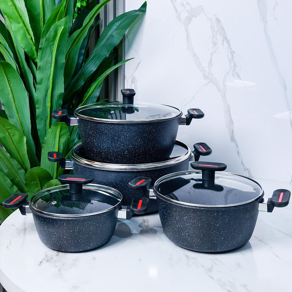 Ensemble de 4 Casseroles Hot Chef Noir