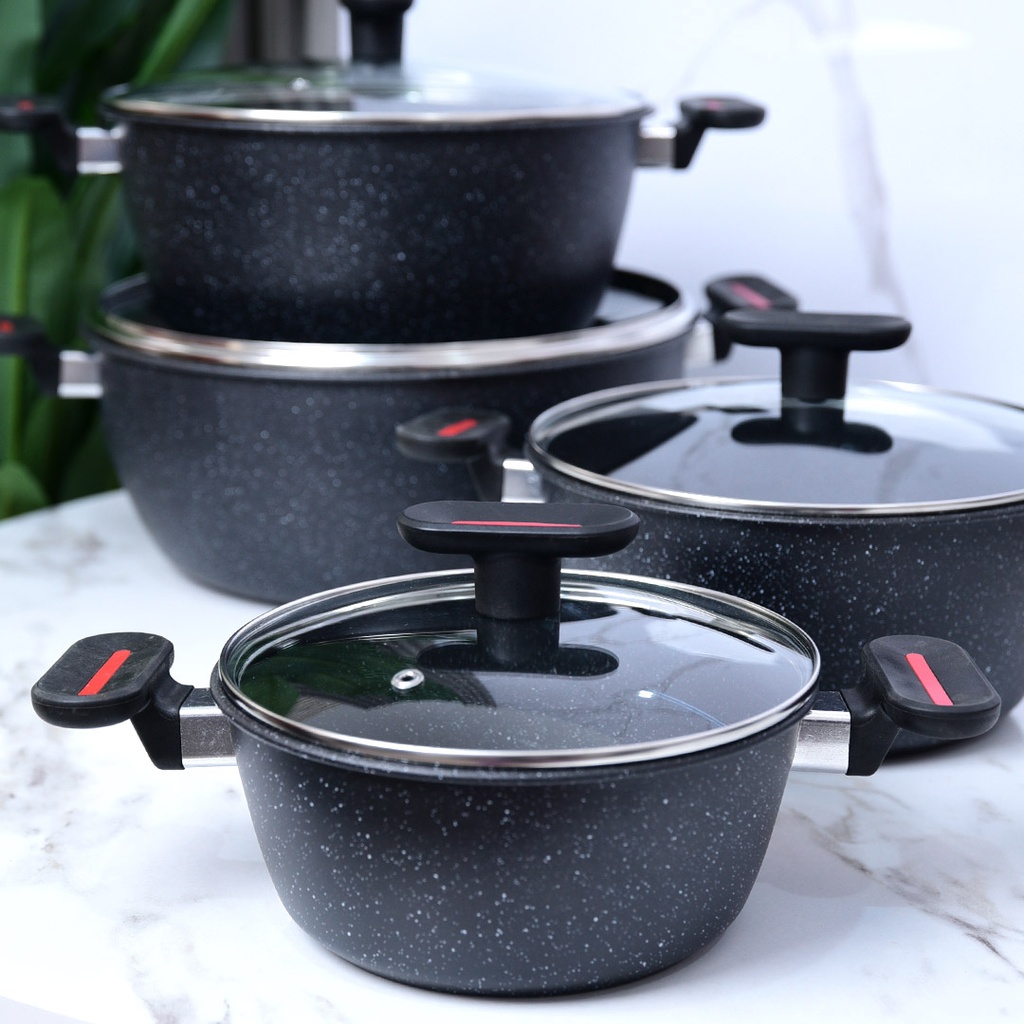Ensemble de 4 Casseroles Hot Chef Noir