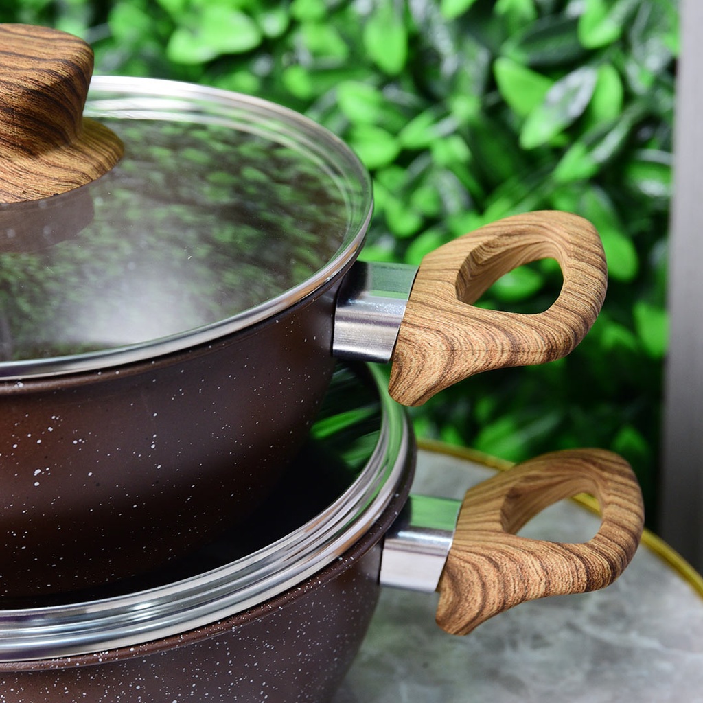 Ensemble de 3 Casseroles Hot Chef - Marron