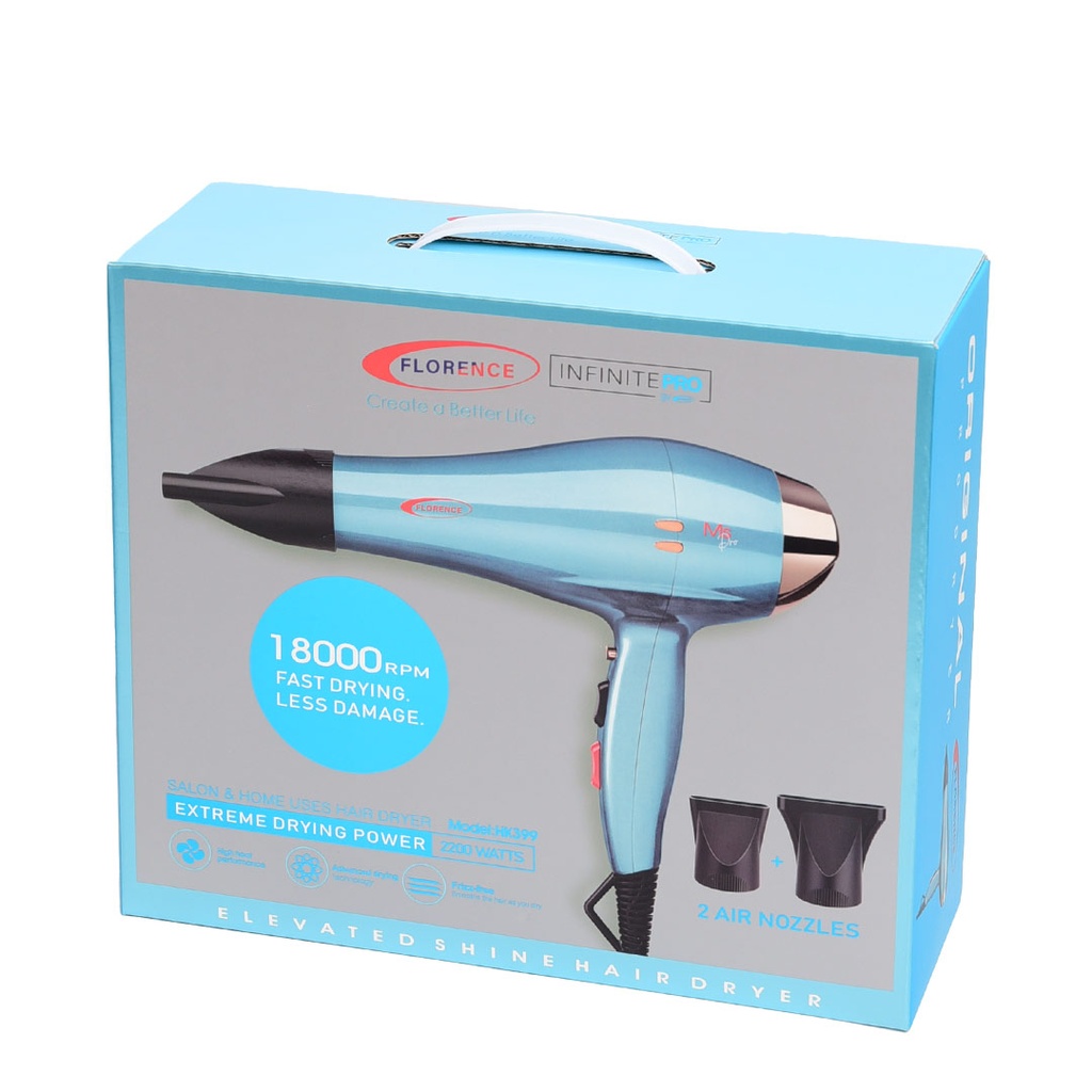 Séche Cheveux Florence 2200W 180000 RPM - Bleu