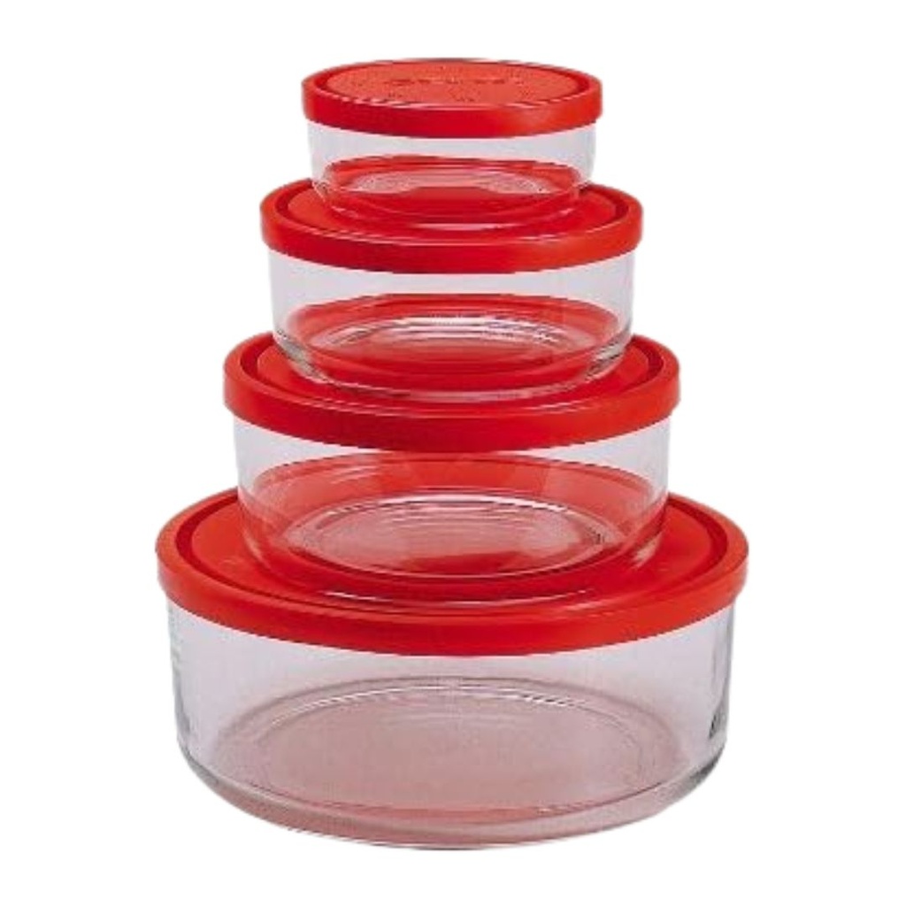 Ensemble de 4 Boîtes de conservation Frigoverre Bormioli Rocco Gelo 11/15/18/23Cm