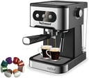 Machine Expresso Techwood 20 Bars avec Buse Vapeur & Réservoir 1,5L – Compatible Café Moulu & Capsules TCA-156EXN