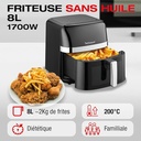 Friteuse Digitale Sans Huile Techwood 8L Porte Vitrée, 8 Programmes & Minuterie 60min – TFR-806SHD