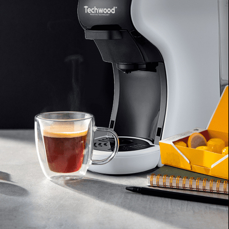 Machine Expresso Multicapsules Techwood Blanc – 19 Bars avec Réservoir 600mL – TCA-191N