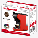 Machine Expresso Multicapsules Techwood Rouge – 19 Bars avec Réservoir 600mL – TCA-195N