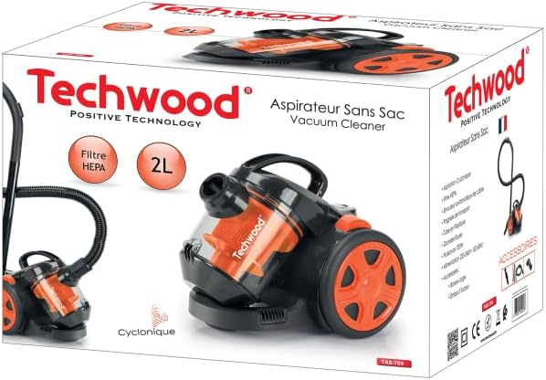 Aspirateur Traineau Techwood Sans Sac, Aspiration Cyclonique & Filtre HEPA – TAS-759