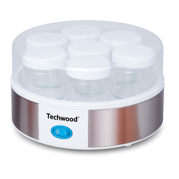 Yaourtière Techwood 7 Pots 1,05L Corps Plastique Inox & Couvercle Transparent – TYA-7001