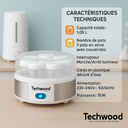 Yaourtière Techwood 7 Pots 1,05L Corps Plastique Inox & Couvercle Transparent – TYA-7001