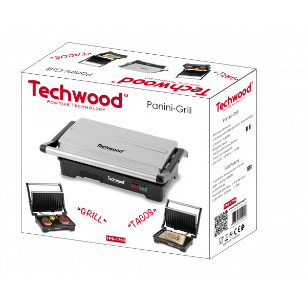 Panini Grill Techwood Contact, Témoin Lumineux & Contrôle Température – TPG-1756