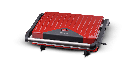 Panini Grill Techwood Inox Rouge 1500W, Contrôle Température & Cuisson Double Face – TGD-015