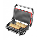 Panini Grill Techwood Inox Rouge 1500W, Contrôle Température & Cuisson Double Face – TGD-015