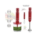 Mixeur Plongeant Techwood Inox Grenat 3en1 Pieds Inox, Bol Hachoir 500ml & 2 Vitesses – TMS-9605