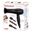 Séchoir Techwood 2200W 3 Températures, 2 Vitesses, Touche Air Frais + 3 Brosses Incluses – TCO-6075
