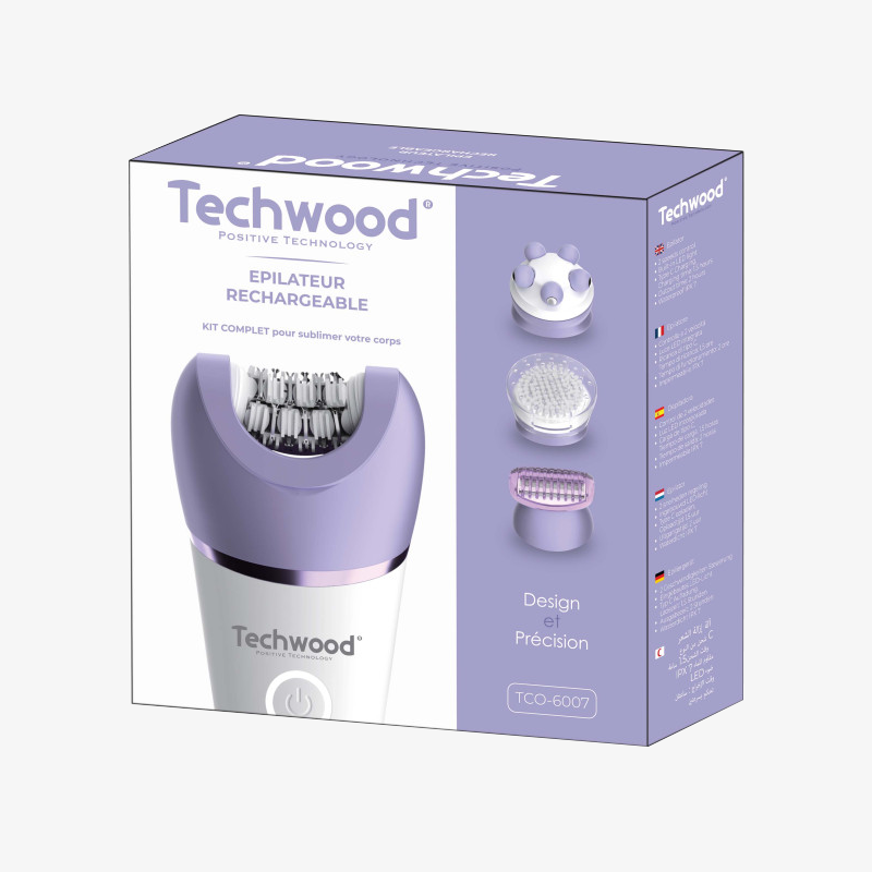 Épilateur Rechargeable Techwood 8 en 1 USB-C, Étanche IPX7 & 36 Pinces – TCO-6007