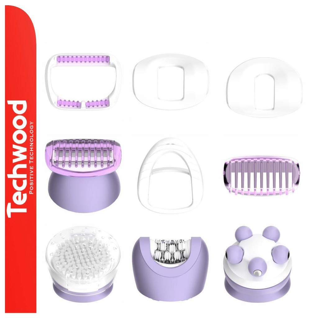 Épilateur Rechargeable Techwood 8 en 1 USB-C, Étanche IPX7 & 36 Pinces – TCO-6007
