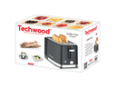Grille-Pain Techwood Noir Inox 2 Larges Fentes, Contrôle Brunissage & Arrêt Immédiat – TGP-706