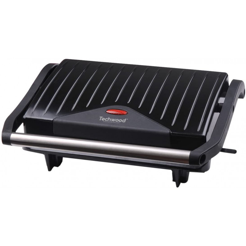 Panini Grill Techwood Contact Couvercle Noir, Témoin Lumineux & Contrôle Température – TPG-756