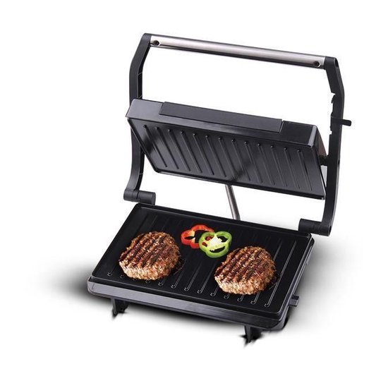 Panini Grill Techwood Contact Couvercle Noir, Témoin Lumineux & Contrôle Température – TPG-756