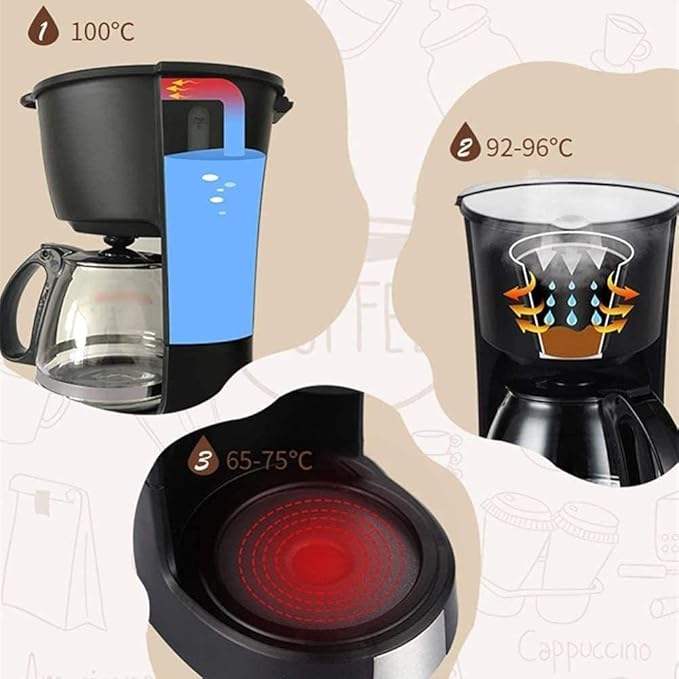 Cafetière Électrique Techwood Noir Inox – 6 à 8 Tasses avec Système Anti-Gouttes & Arrêt Automatique TCA-696