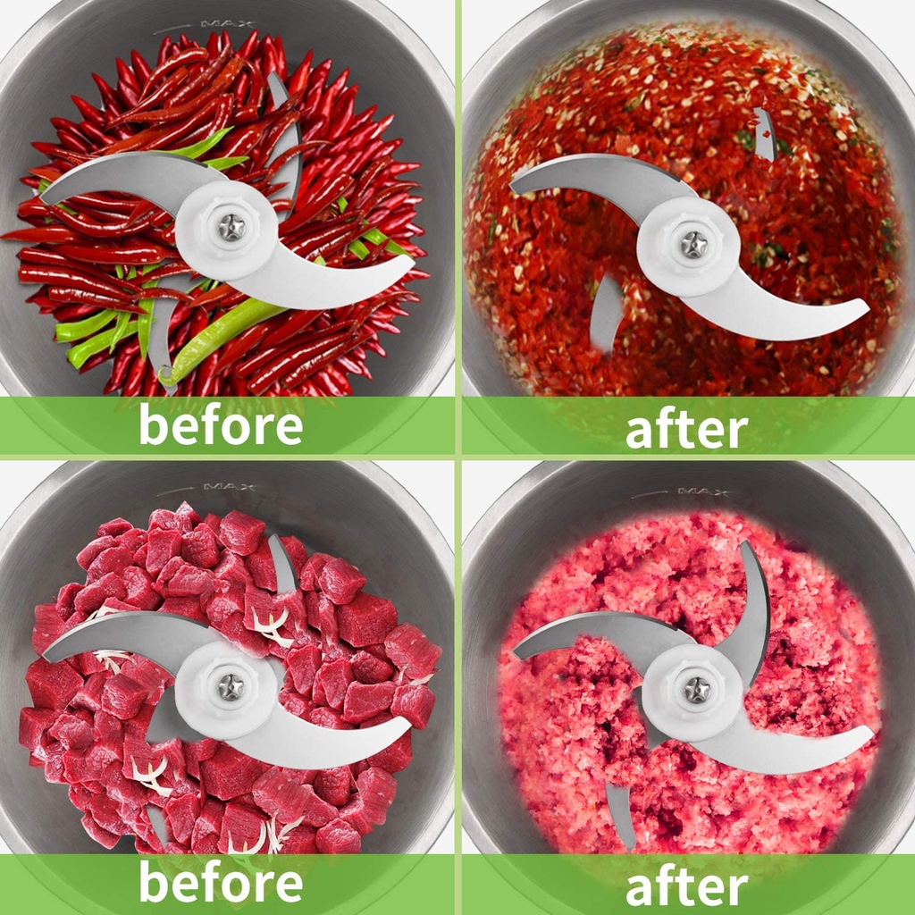 Minihâchoir Techwood Noir 375mL, Lames Inox & Bouton Poussoir – THA-156