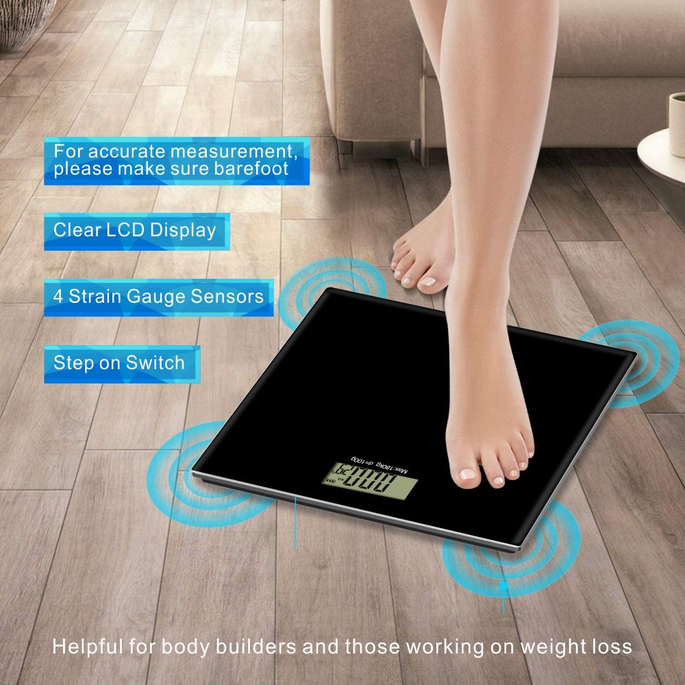 Pèse-Personne Digital Techwood Verre Noir 150kg, Démarrage au Toucher & Graduation 100g – TPP-816