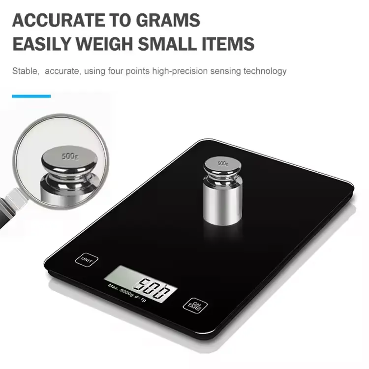 Balance de Cuisine Digitale Techwood 5kg 1g Inox, Écran LCD & Arrêt Automatique – TPA-808S