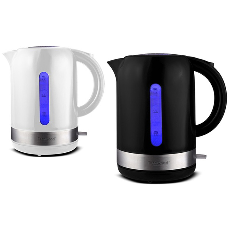 Bouilloire Techwood Blanc 1,7L Sans Fil, Socle 360°, Inox, Arrêt Automatique & Protection Thermique – TB-1771