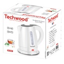 Bouilloire Techwood Blanc 1L, Arrêt Automatique & Protection Surchauffe, Couvercle Sécurité – TB-1023