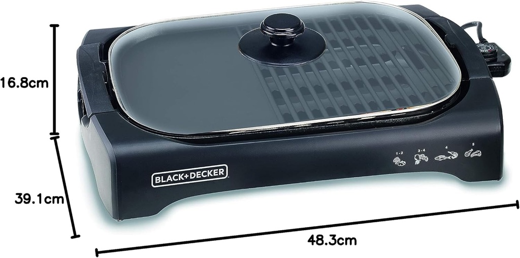 Black & Decker Barbecue électrique avec couvercle - 2200W
