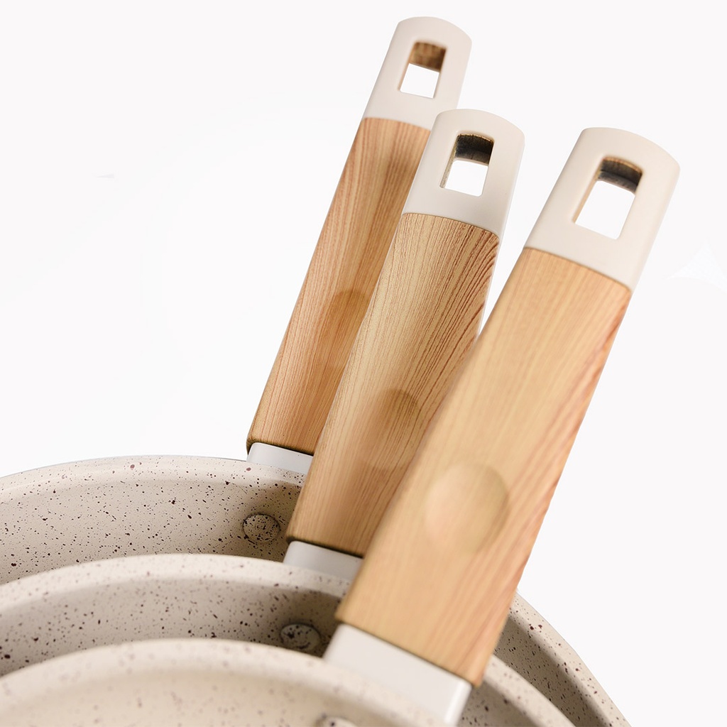 Set De 3 Poêles Granite Sizar Beige 20 , 24 et 28Cm