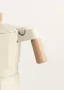 Cafetière italienne Moka En Aluminium 3 Tasses Blanc avec Poignée effet Bois