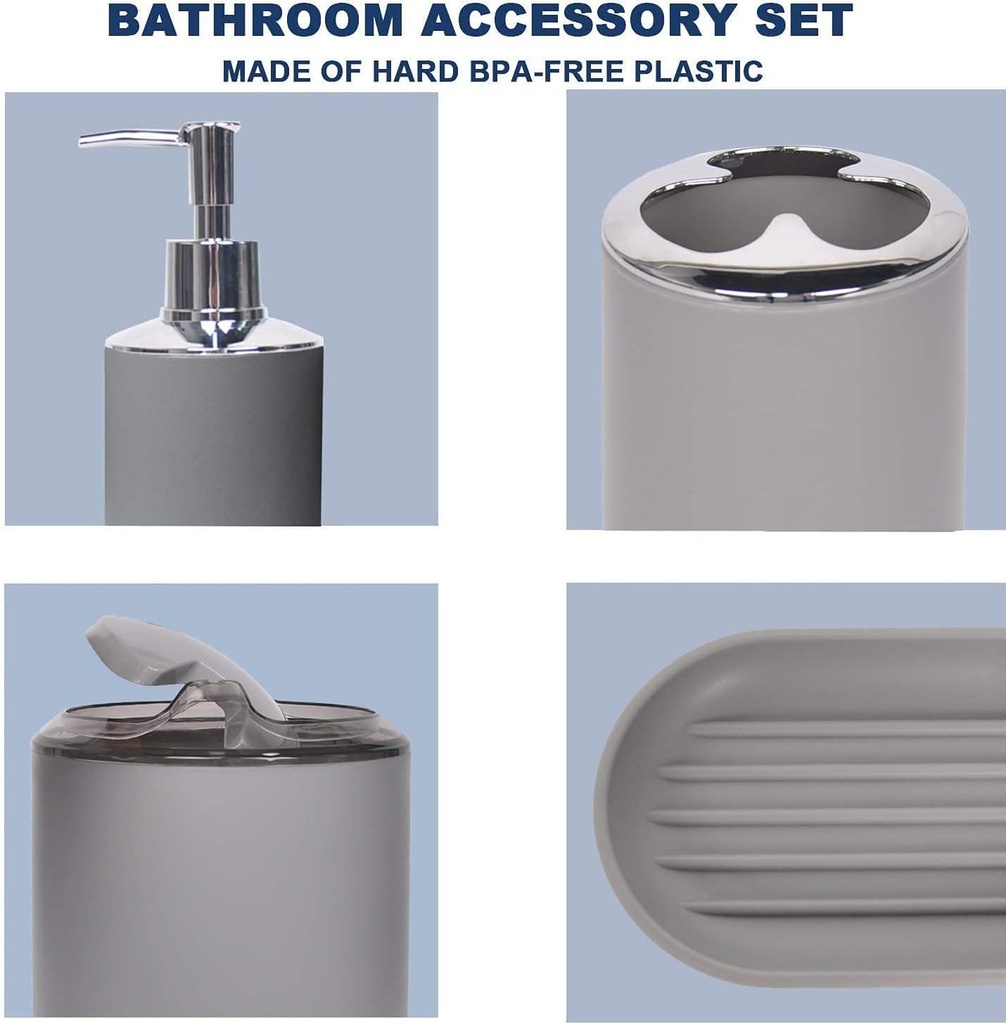 Ensemble D’accessoires De Salle De Bain 6 Pièces Gris