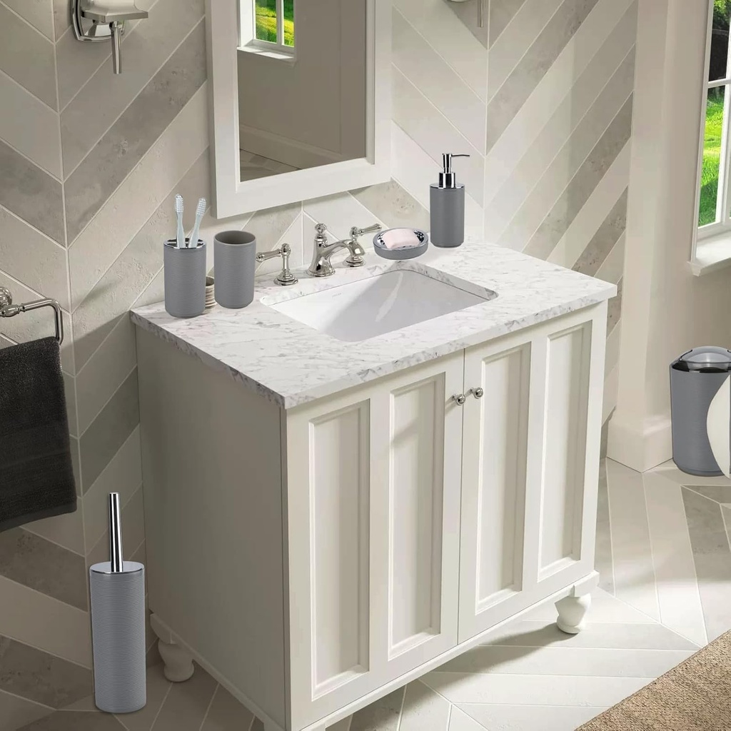Ensemble D’accessoires De Salle De Bain 6 Pièces Gris