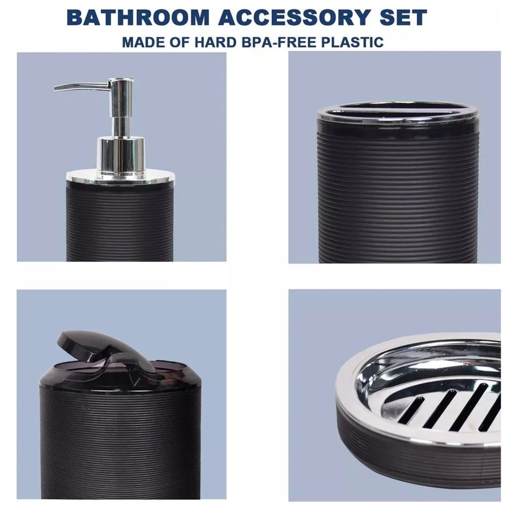 Ensemble D’accessoires De Salle De Bain 6 Pièces Noir