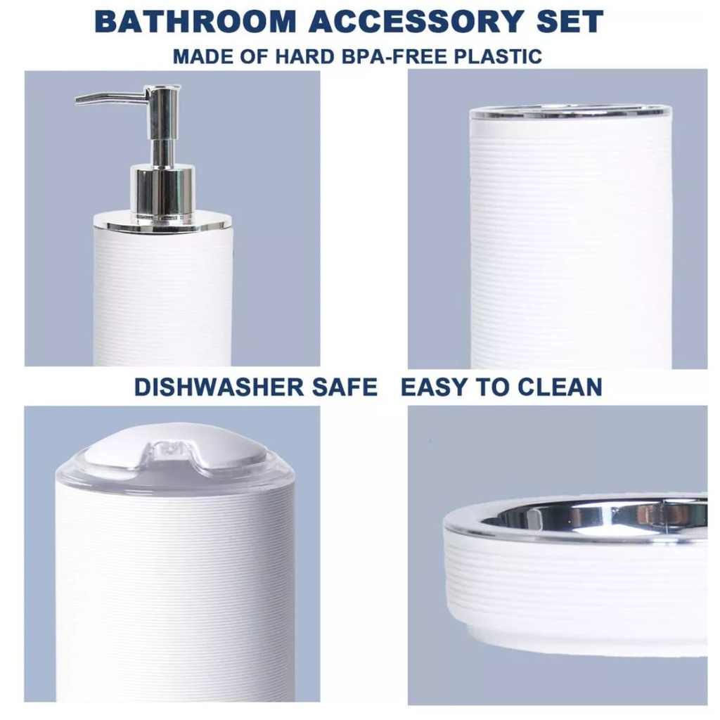 Ensemble D’accessoires De Salle De Bain 6 Pièces Blanc