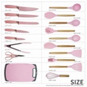 Ensemble D’ustensiles De Cuisine En Silicone 19 Pièces Rose