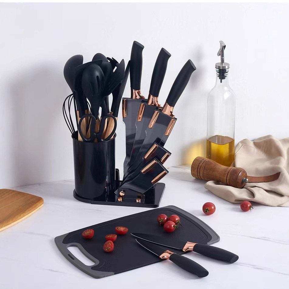 Ensemble D’ustensiles De Cuisine En Silicone  19 Pièces Noir