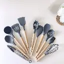 Set D'ustensiles De Cuisine 12 Pièces En Silicone Gris Charbon